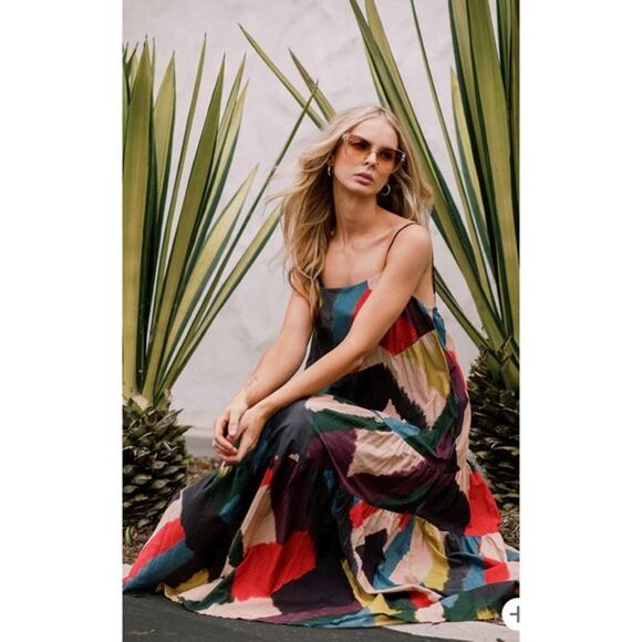 Velvet By Graham Spencer Colorful Geometric Maxi Dress Size XL - Picture 1 of 12